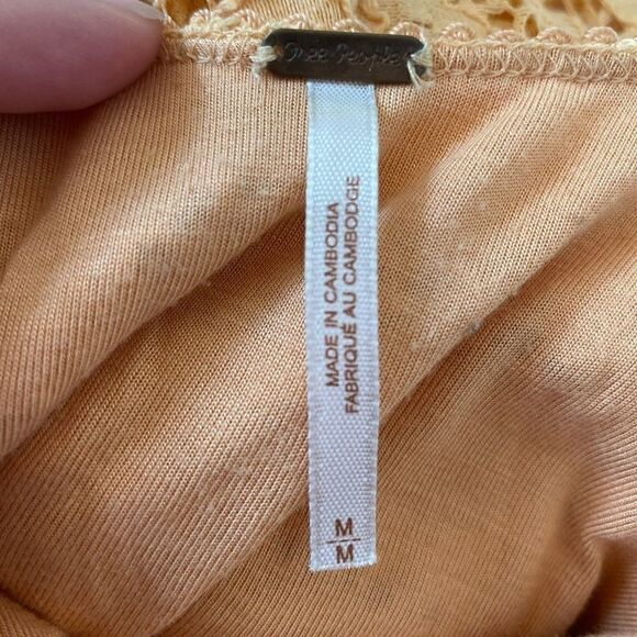Free People Peach Lace Dress Medium 3/4 Sleeves - Picture 3 of 6